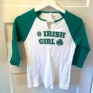 Women’s size small st Patrick’s day baseball tee